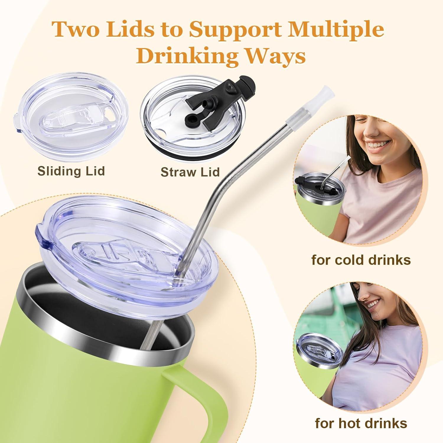 Livole 30oz 900ml Thermobecher mit Strohhalm und Henkel, Edelstahl Isoliert