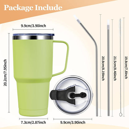 Livole 30oz 900ml Thermobecher mit Strohhalm und Henkel, Edelstahl Isoliert