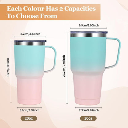 Doppelwandiger Thermobecher 900ml mit Strohhalm und Henkel, Isolierter