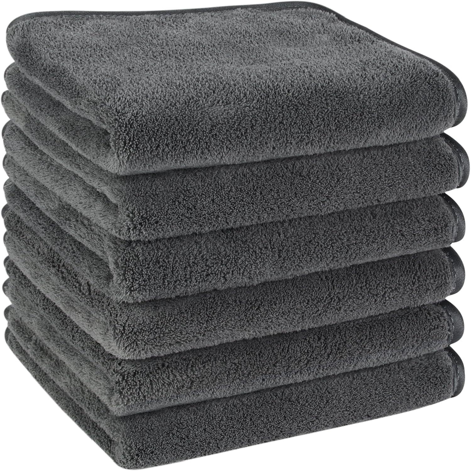 6er Pack Gästehandtücher Mikrofaser Dunkelgrau Saugstark 30x50 cm