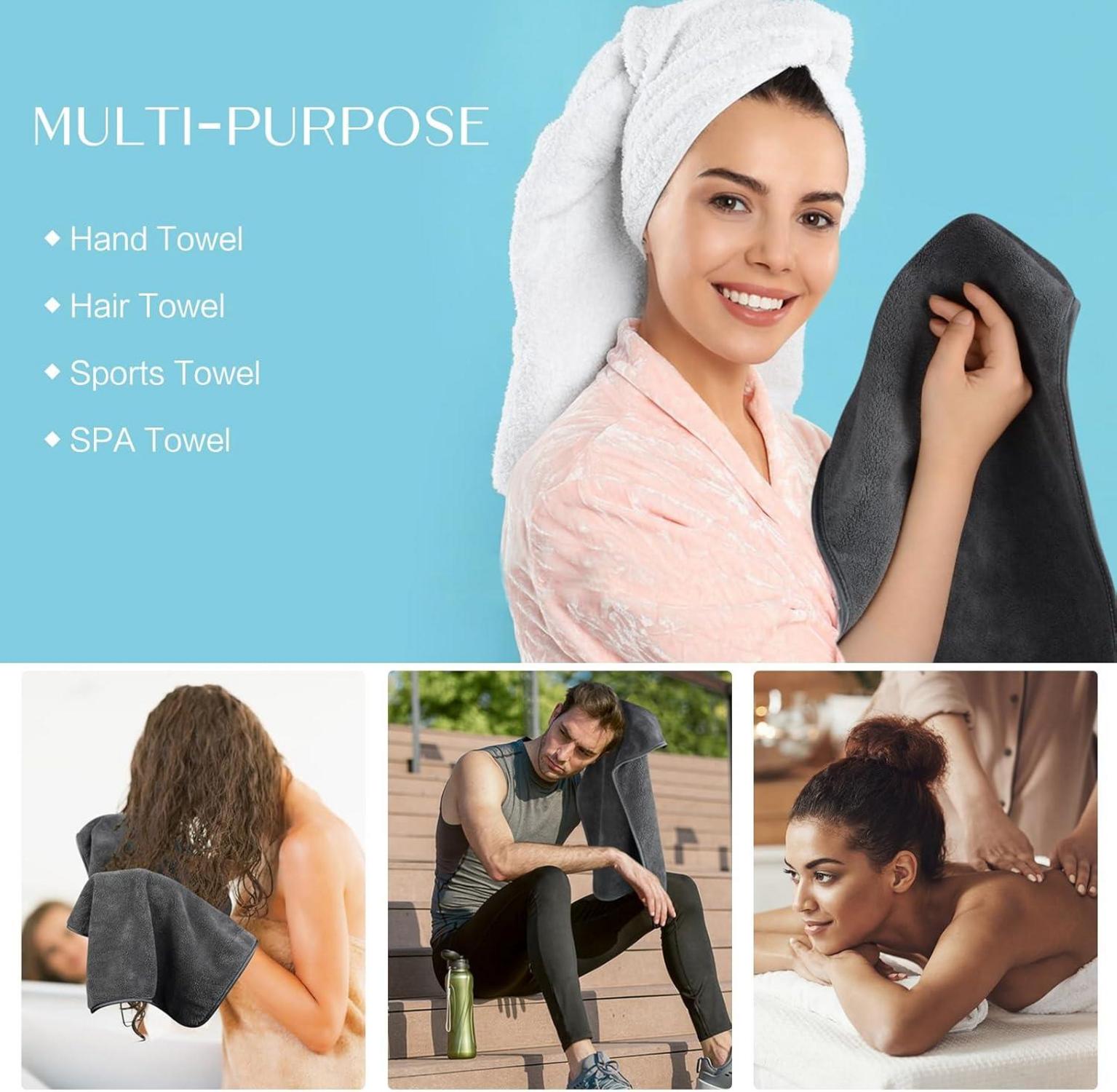 6er Pack Gästehandtücher Set 30x50cm Mikrofaser Dunkelgrau Flauschig & Saugstark