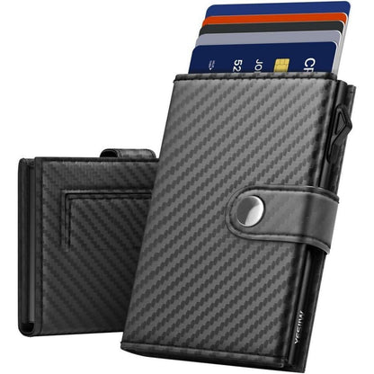 YESIIW RFID Slim Wallet Herren Card Holder Münzfach Carbon