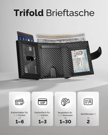 YESIIW RFID Slim Wallet Herren Card Holder Münzfach Carbon