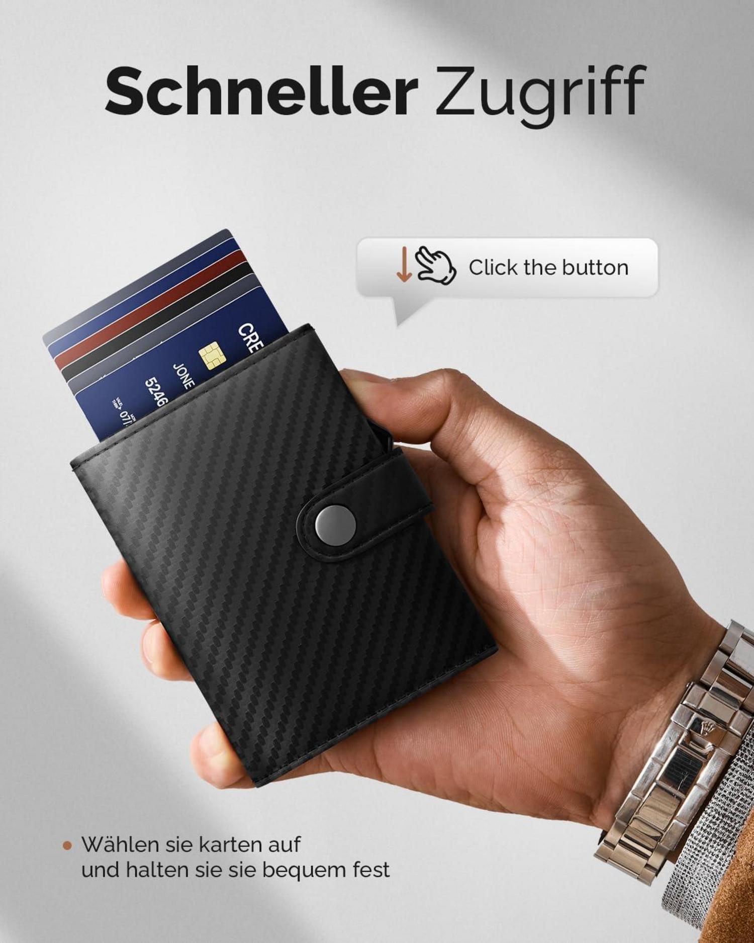 RFID Slim Wallet Herren Kartenetui Trifold Portemonnaie Magnetisch