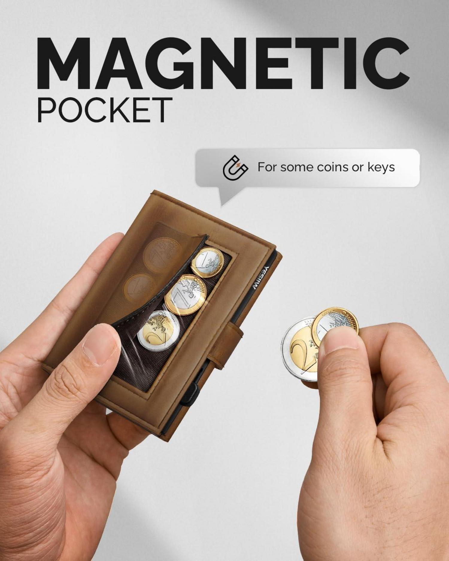 Slim RFID Geldbörse Herren Kartenetui Trifold Portemonnaie Magnetisch