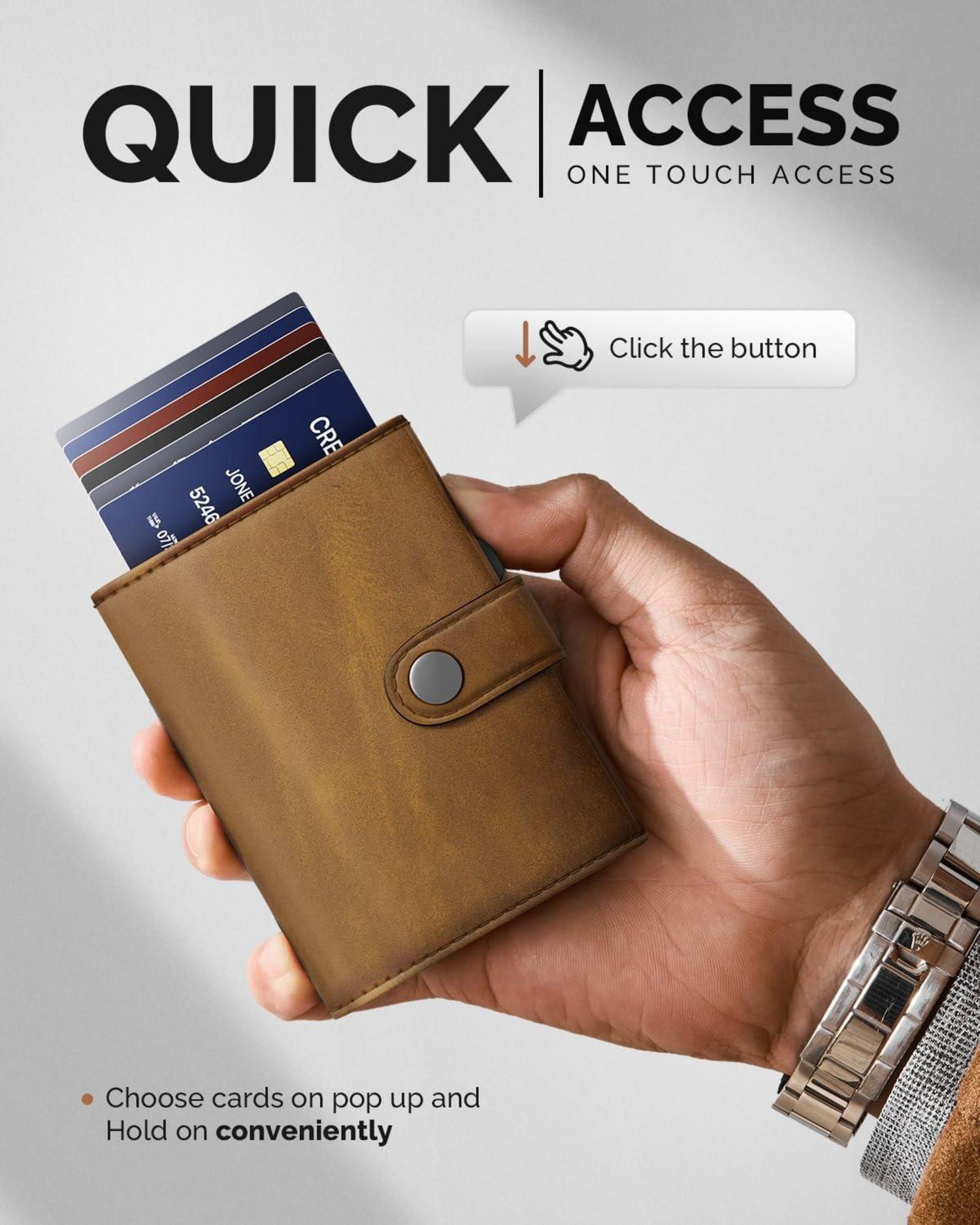 YESIIW Herren Geldbörse RFID Slim Wallet Kartenetui Trifold Braun
