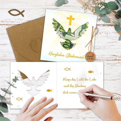Luckeey Geldgeschenk Firmung Karte mit Umschlägen und Juteschnur