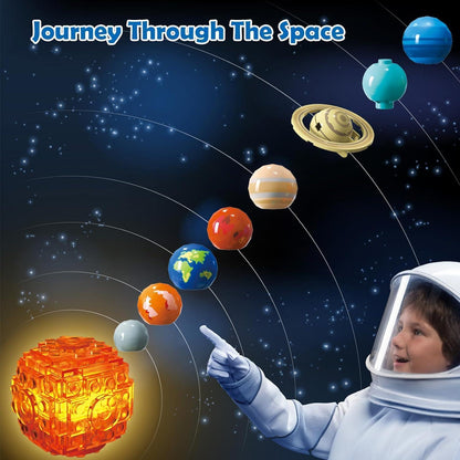 CUBIMANA Sonnensystem Bauspielzeug mit Licht und Rotations
