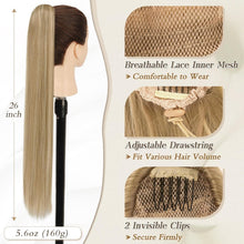 Kordelzug Pferdeschwanz Verlängerung 66cm Blond Synthetik