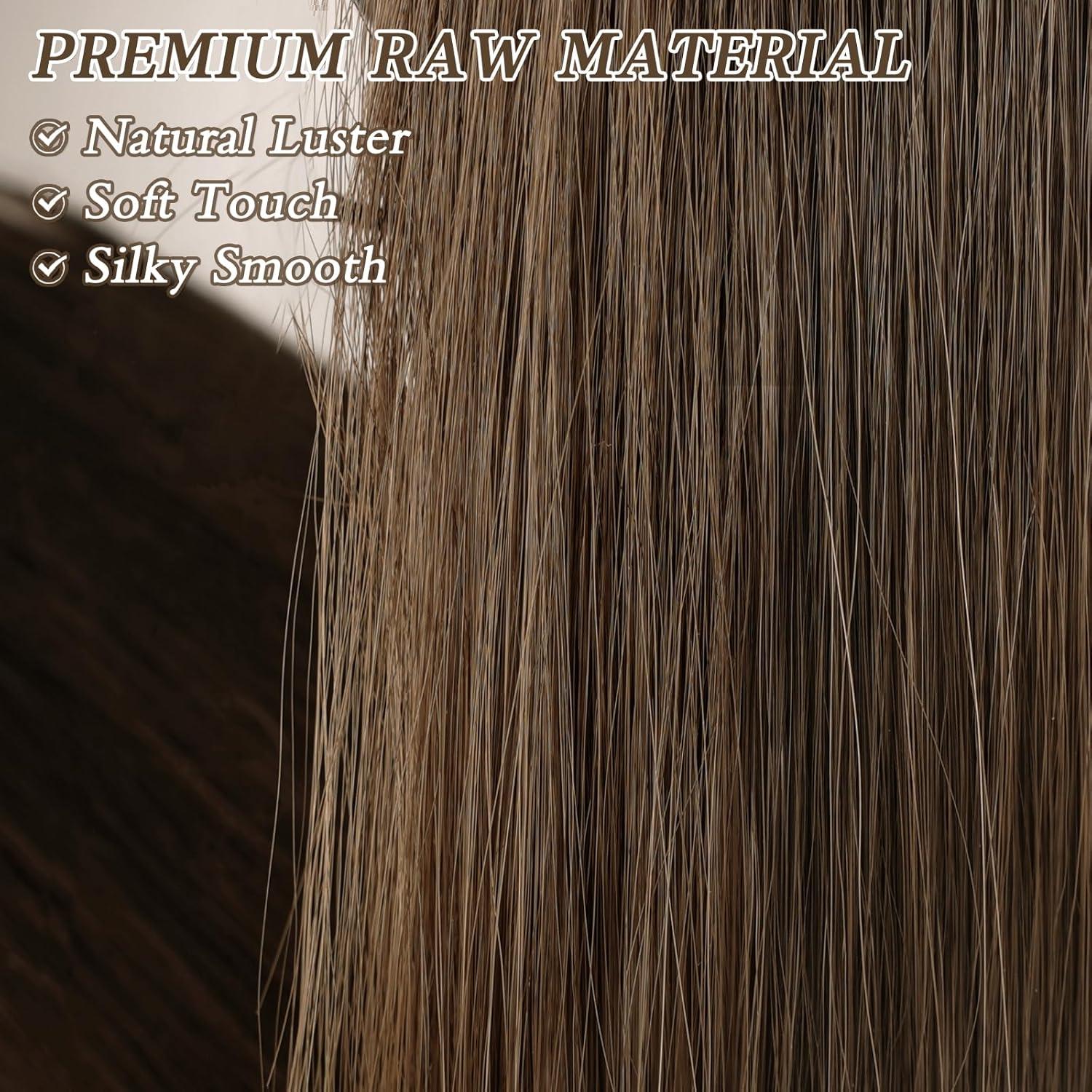 BARSDAR Lang Glattes Pferdeschwanz Verlängerung 86CM Braun Synthetik Clip Haarteil