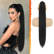 76CM Schwarz Synthetik Pferdeschwanz Verlängerung Haarteil Damen