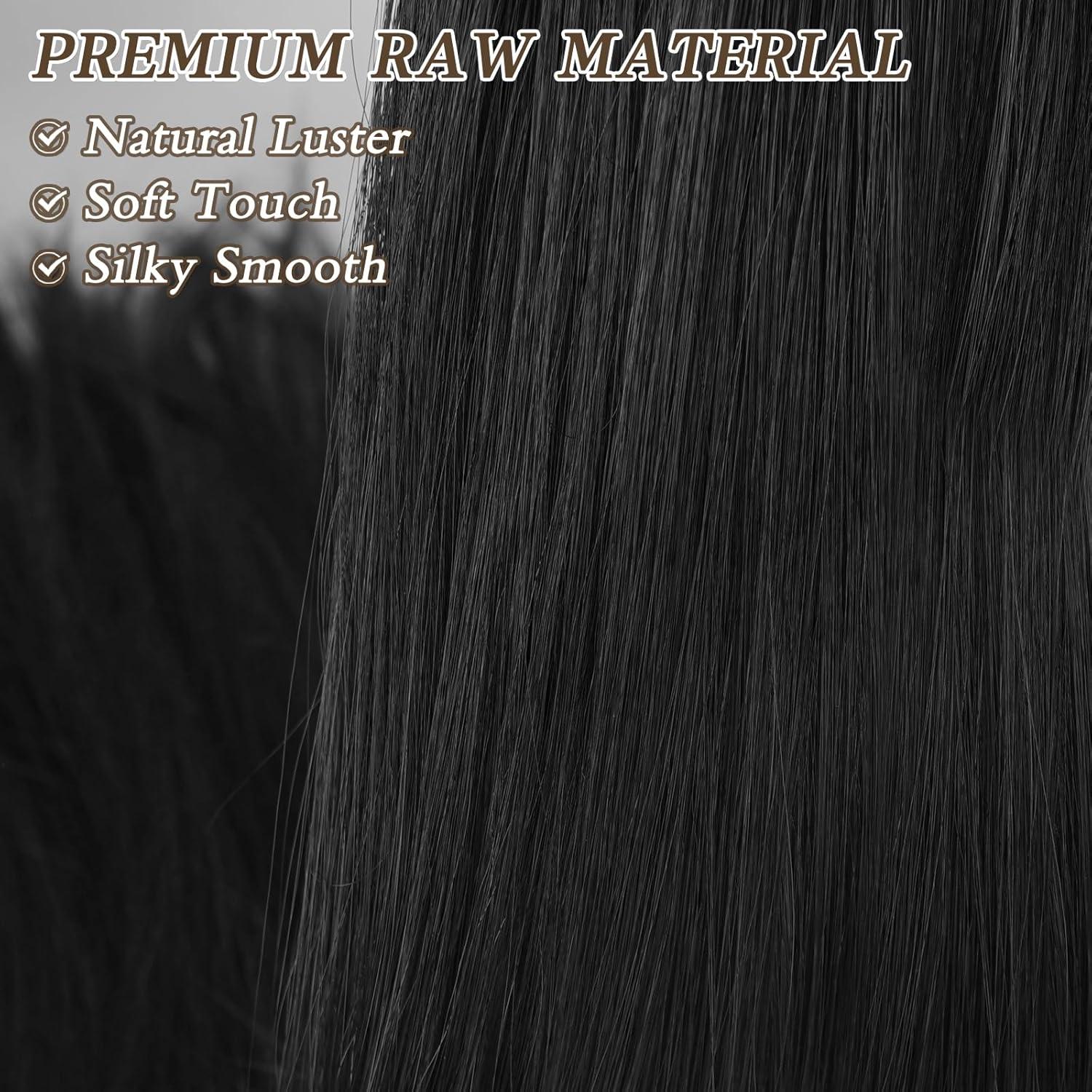 BARSDAR Schwarz Pferdeschwanz Verlängerung 76CM Synthetik Haarteil für Damen