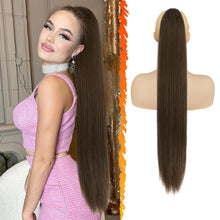 Glattes Pferdeschwanz Haarverlängerung 76CM Braun Synthetik Clip
