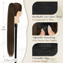 Lang Glattes Pferdeschwanz Haarverlängerung 76CM Braun