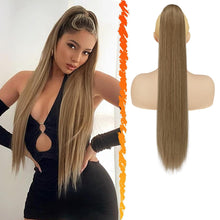 Glattes Pferdeschwanz Haarverlängerung 66CM Braun Gemischt