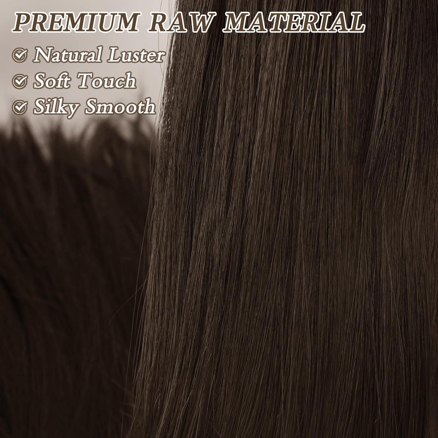 BARSDAR Braun Pferdeschwanz Verlängerung 86CM Synthetik Haar Zopf Haarteil Damen