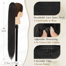 Lang Glattes Pferdeschwanz 76CM Schwarz Braun