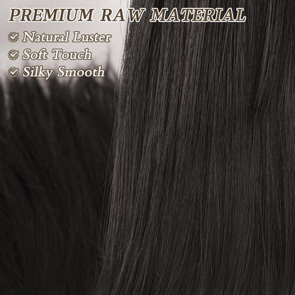 BARSDAR Lang Glattes Pferdeschwanz Verlängerung 76CM Schwarz Braun