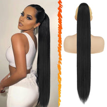 Schwarze Pferdeschwanz Haarverlängerung 86CM Synthetik Zopf Clip