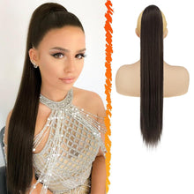 Braune Pferdeschwanz Verlängerung 66CM Synthetik Clip Pferdeschwanz