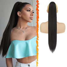 Pferdeschwanz Haarverlängerung Schwarz Braun 66CM Synthetik Clip