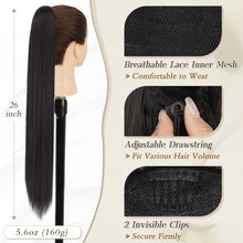 BARSDAR Lang Glattes Pferdeschwanz 66CM Schwarz Braun