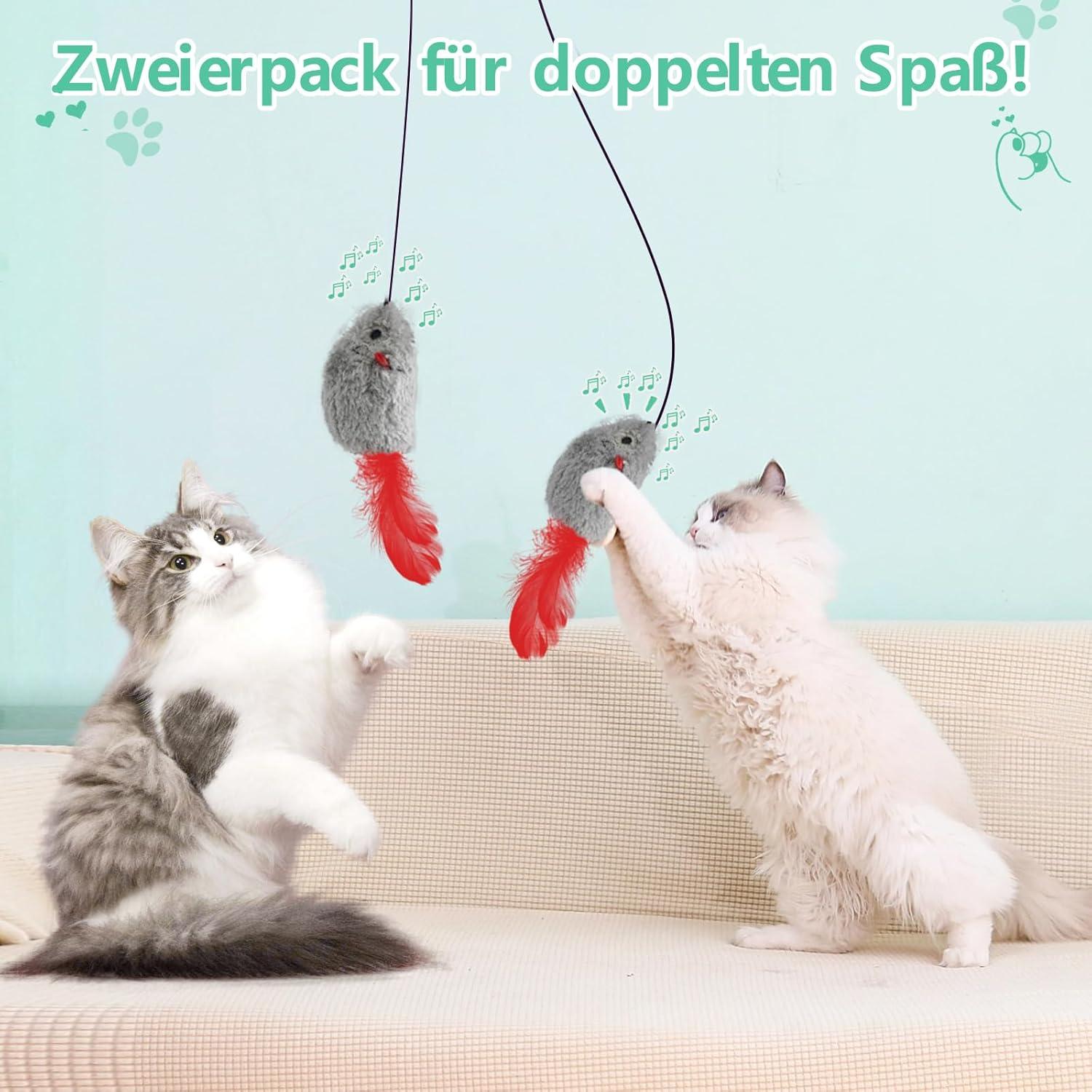 Selbstspielendes Katzenspielzeug 2er Pack Türrahmen Maus mit