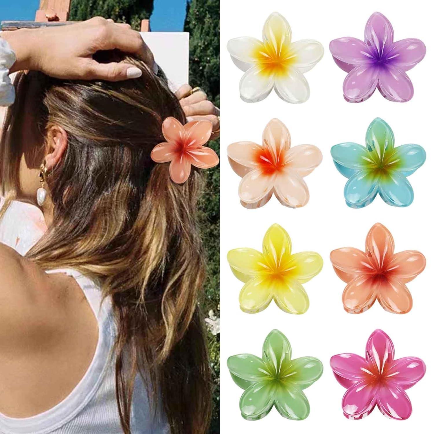 Blumen Haarklammer Set 8 Stück Kunststoff Hawaii Style