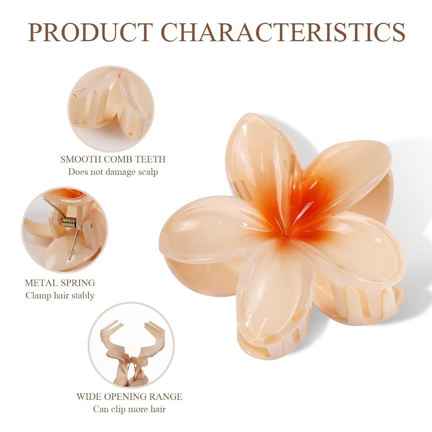 Kunststoff Blumen Haarklammer Set 8 Stück Groß Bunt Hawaii Blumenklammern