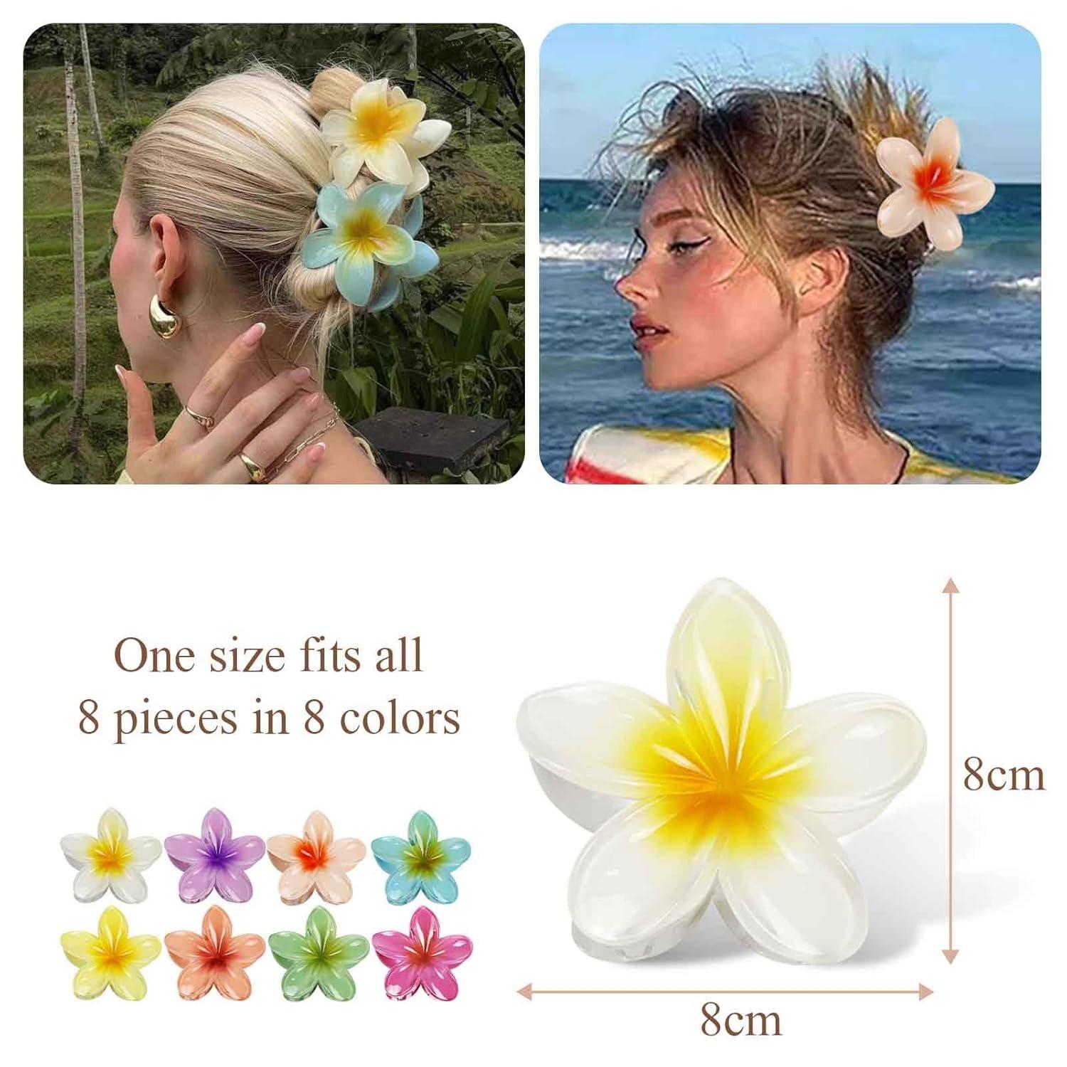 Blumen Haarklammern Kunststoff 8 Stück Hawaii Bunt Flower Hair