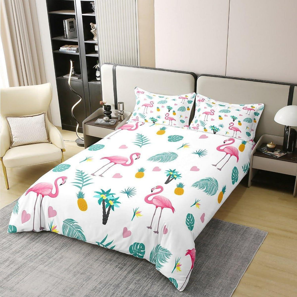 Tropisches Flamingo Bettwäsche-Set 200x200cm Baumwolle