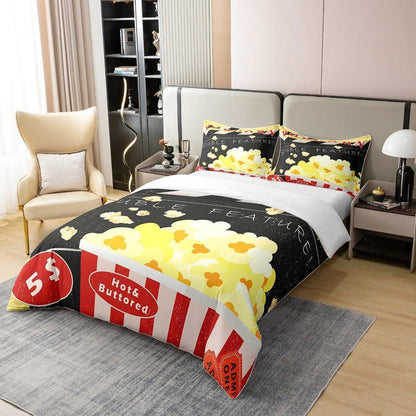 Kino Bettwäsche Set 200x200cm – Baumwolle Popcorn Design für Kinder