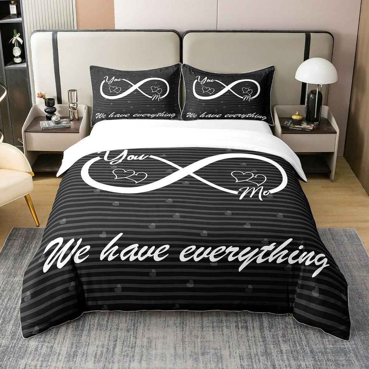 Baumwoll Bettwäsche Set 220x240cm mit Kissenbezügen – Lustige Zitate