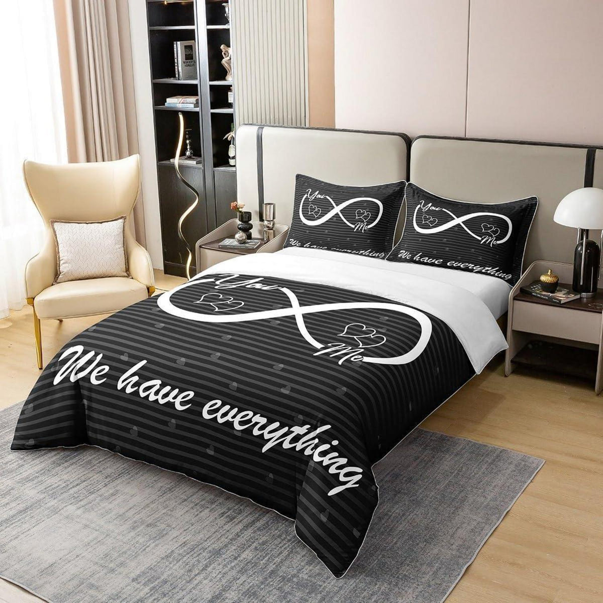 Baumwoll Bettwäsche Set 220x240cm mit Kissenbezügen – Lustige Zitate