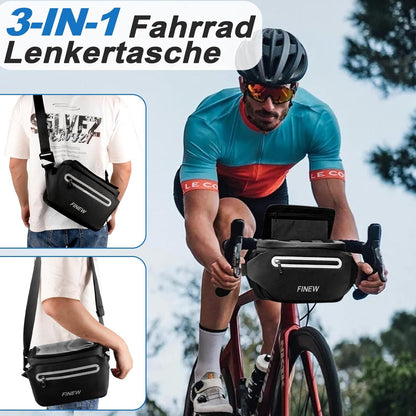 3-in-1 Lenkertasche Fahrrad mit Handyhalterung, 6L Wasserdicht