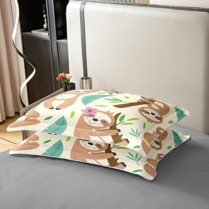Kawaii Faultier Bettwäsche Set 200x200cm Baumwolle Tropical
