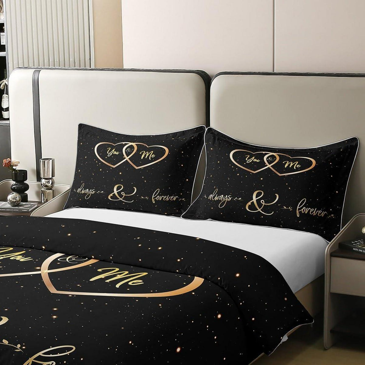 Bettwäsche Set 220x240cm Baumwolle – Romantisches Hochzeitsthema