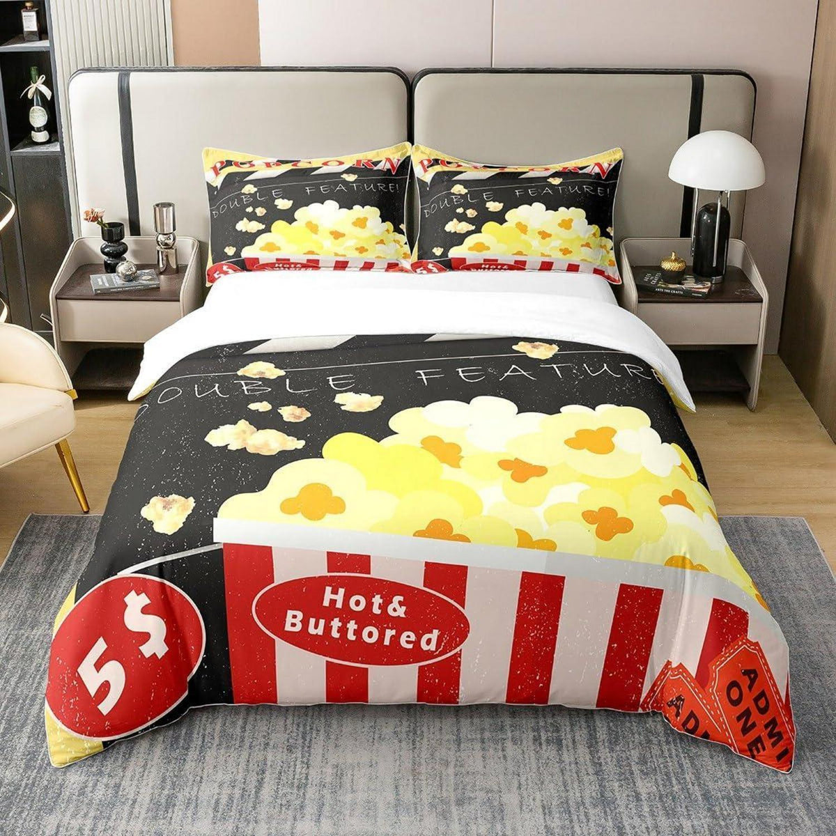 Kino Bettwäsche Set 220x240cm – Popcorn & Poster Design