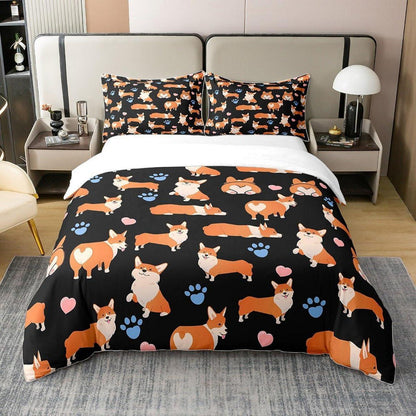 Corgi Bettwäsche Set 220x240cm Baumwolle Kawaii Tier Bettwäsche