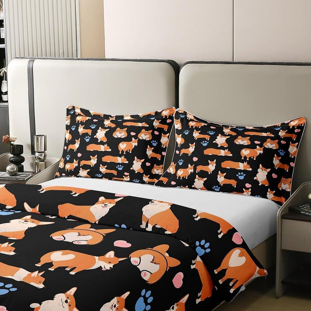 Corgi Bettwäsche Set 220x240cm Baumwolle Kawaii Tier Bettwäsche