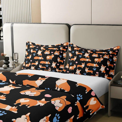 Corgi Bettwäsche Set 155x220cm Baumwolle Kawaii Tier Bettwäsche