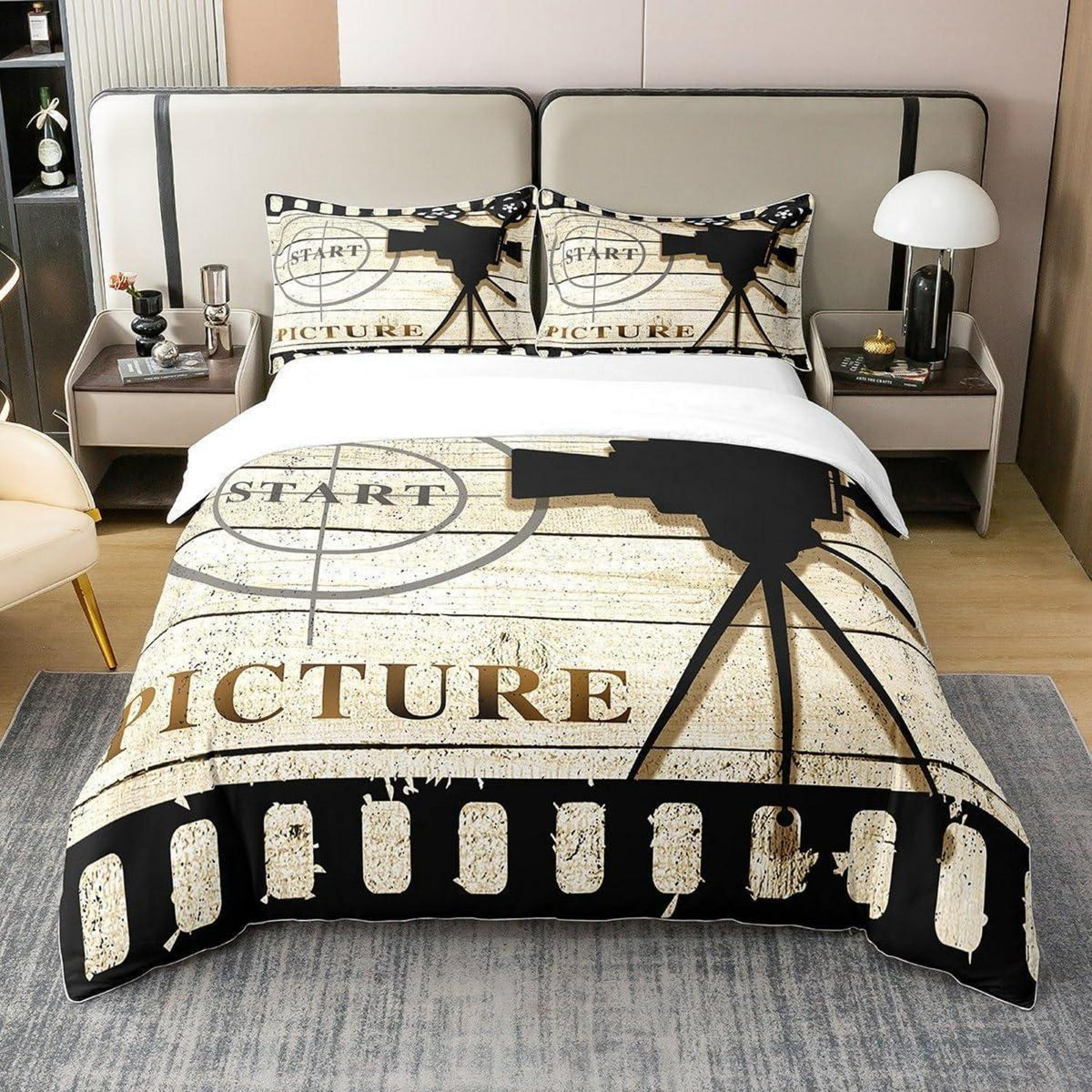 Baumwoll Bettwäsche Set 220x240cm – Kino Design für Kinderzimmer