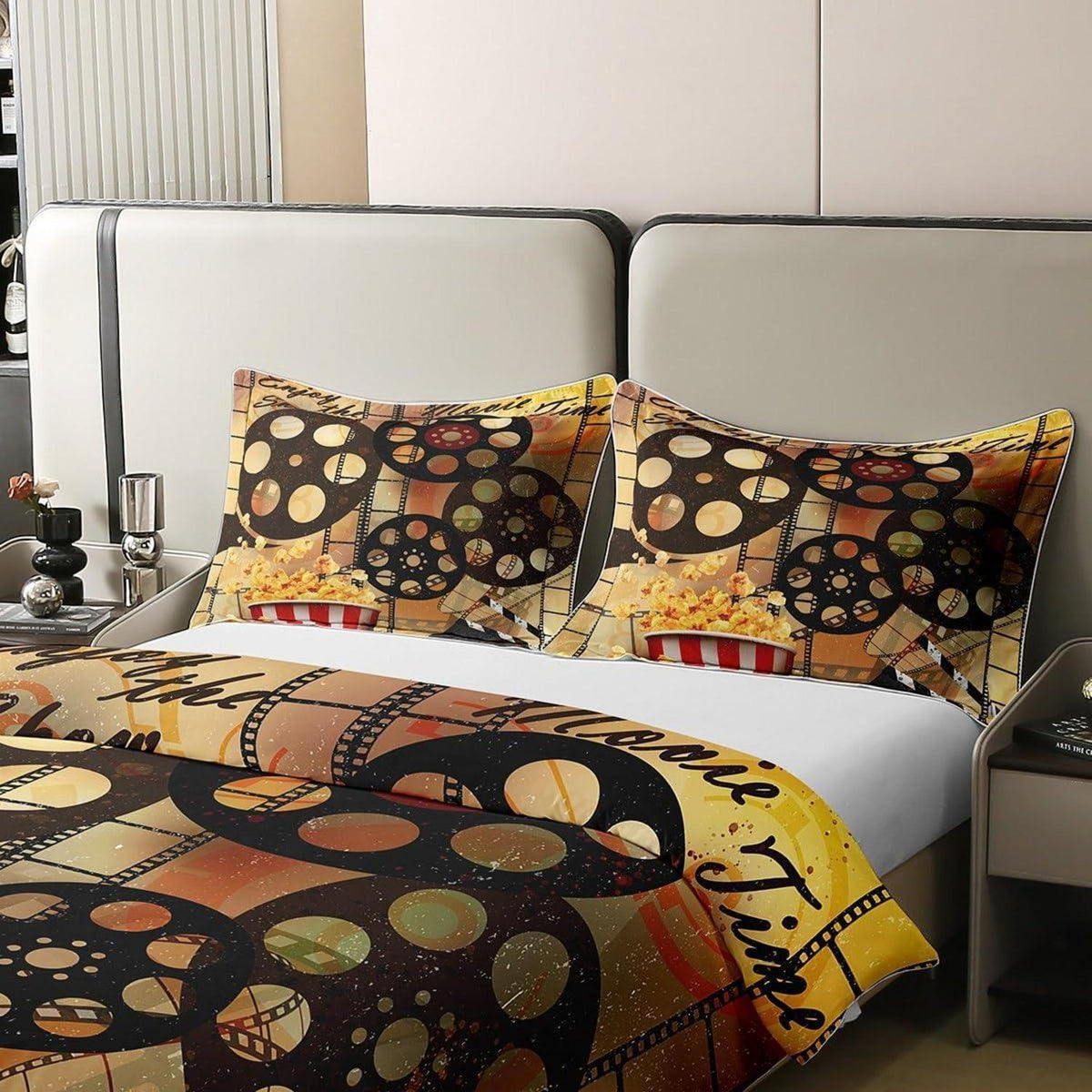 Vintage Kino Bettwäsche Set 200x200cm – Baumwolle & Retro Design