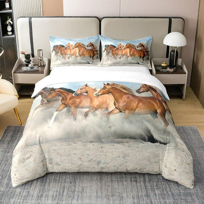 Baumwoll Bettwäsche Set Pferd 220x240cm mit Kissenbezügen