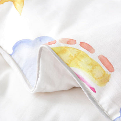 Regenbogen Bettwäsche Set 220x240cm Baumwolle Wolken Sterne Kinderzimmer