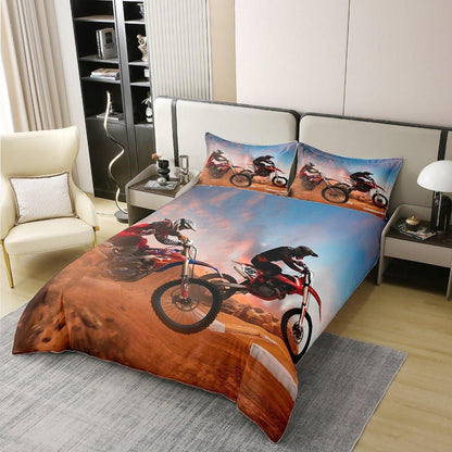 Dirt Bike Bettwäsche Set 155x220cm – Baumwolle, Motocross Design