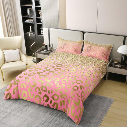 Glitzer Leopard Bettwäsche Set 155x220cm & 80x80cm
