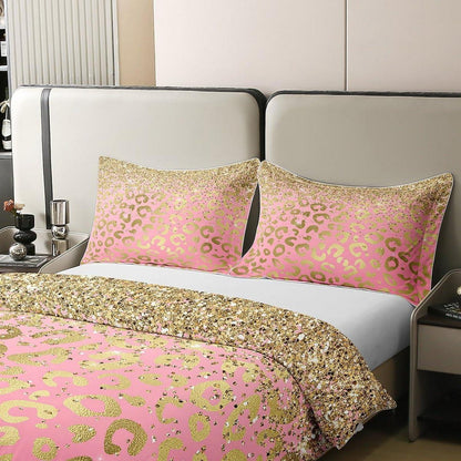 Glitzer Leopard Bettwäsche Set 155x220cm & 80x80cm