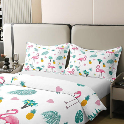 Tropische Flamingo Bettwäsche Set 155x220cm Baumwolle