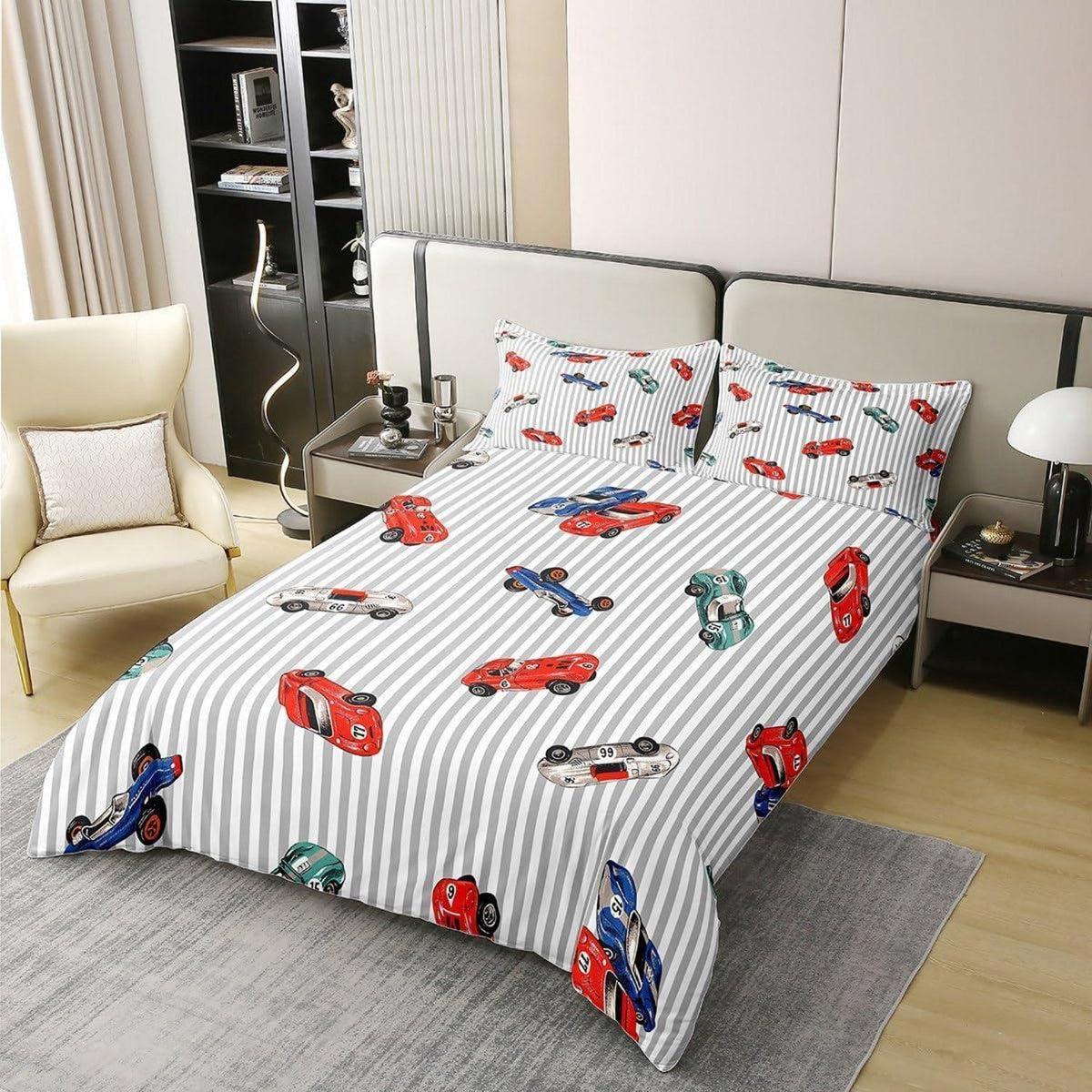Rennwagen Bettwäsche Set 220x240cm – Baumwolle für Kinderzimmer